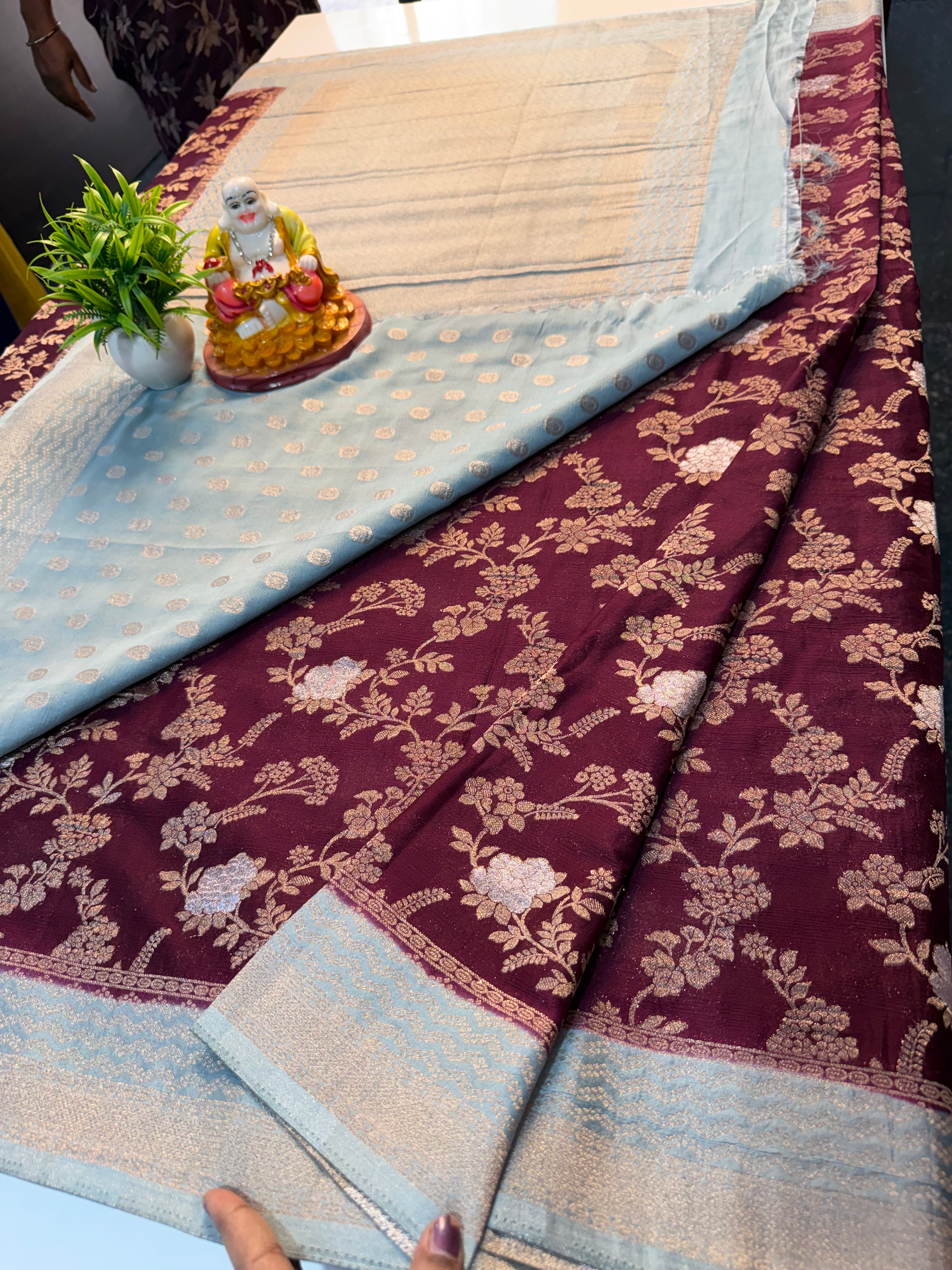 Premium Georgette Saree with Meenakari Pattern, Rich Pallu & Butta Blouse | Padmavathi Silks and Sarees