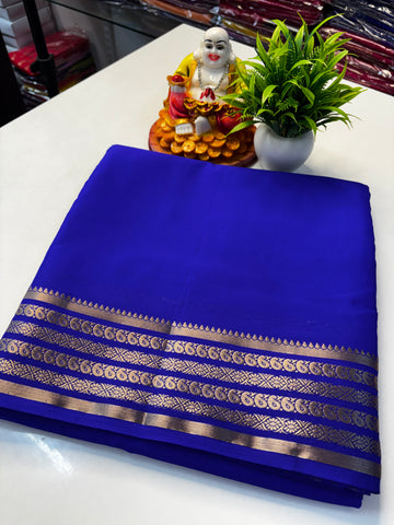 Elegant Mysore Crepe Silk Saree with Traditional Mango Border
