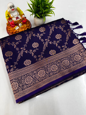Elegant Satin Saree with Meenakari Design and Butta Blouse