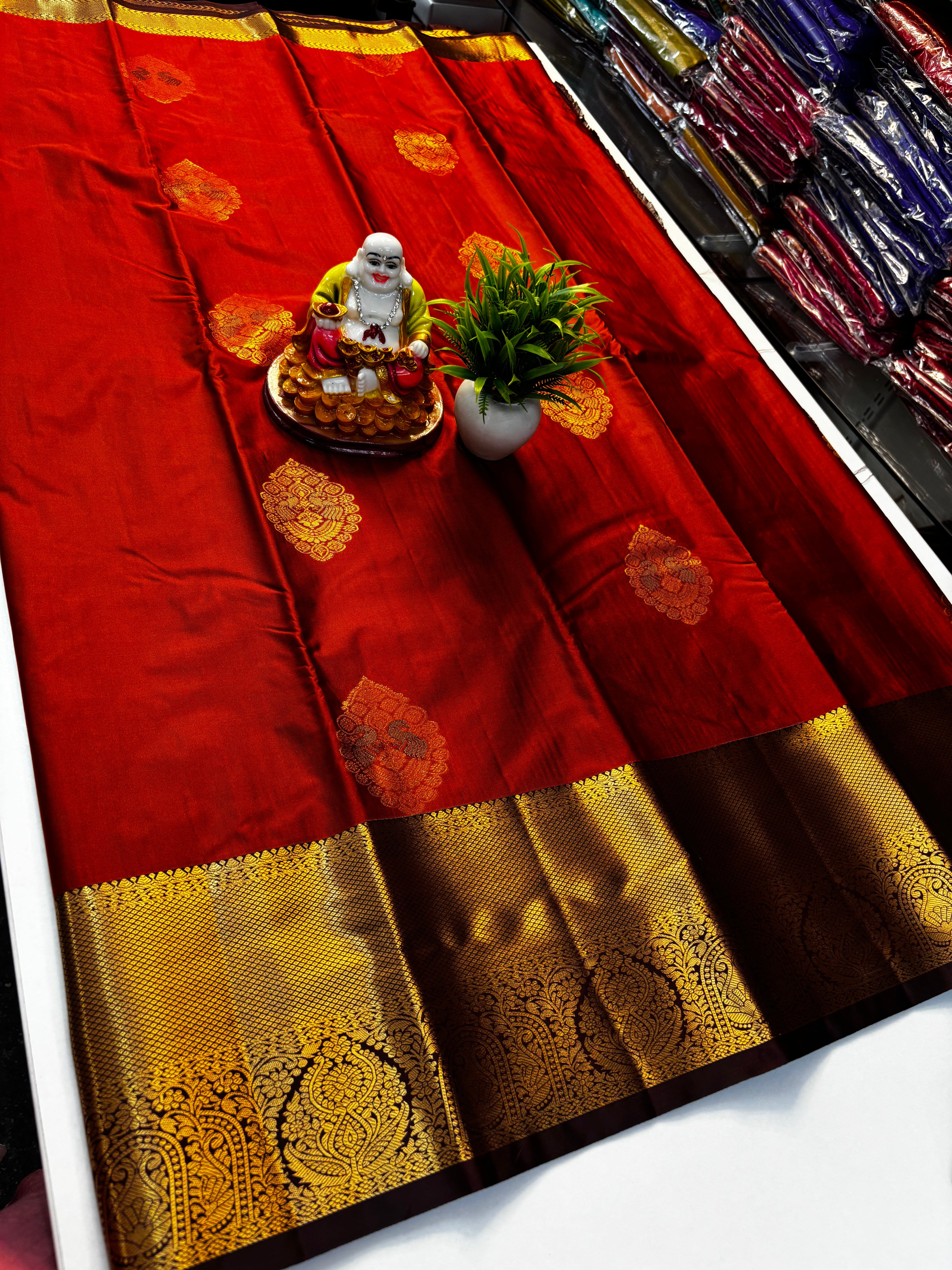 Premium Semi Silk Rust Orange Saree with Rich Pallu By Padmavathi Silks and Sarees