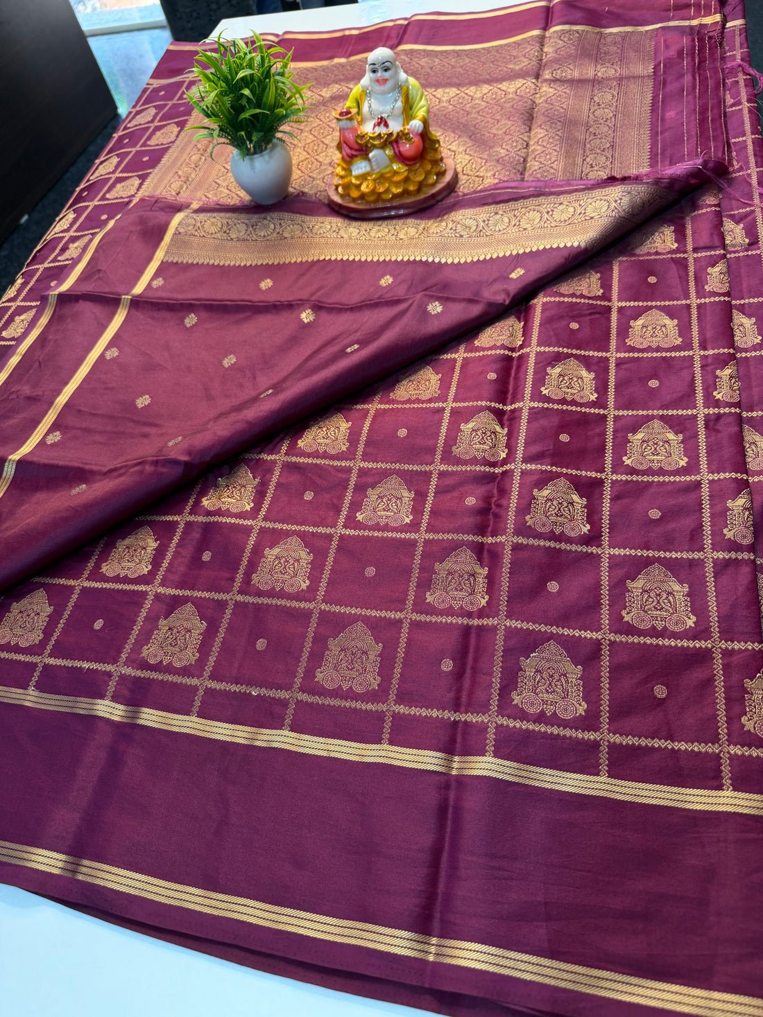 Premium Gajji Silk Saree with Ratha Design, Checks Pattern, Rich Pallu & Butta Blouse | Padmavathi Silks and Sarees…
