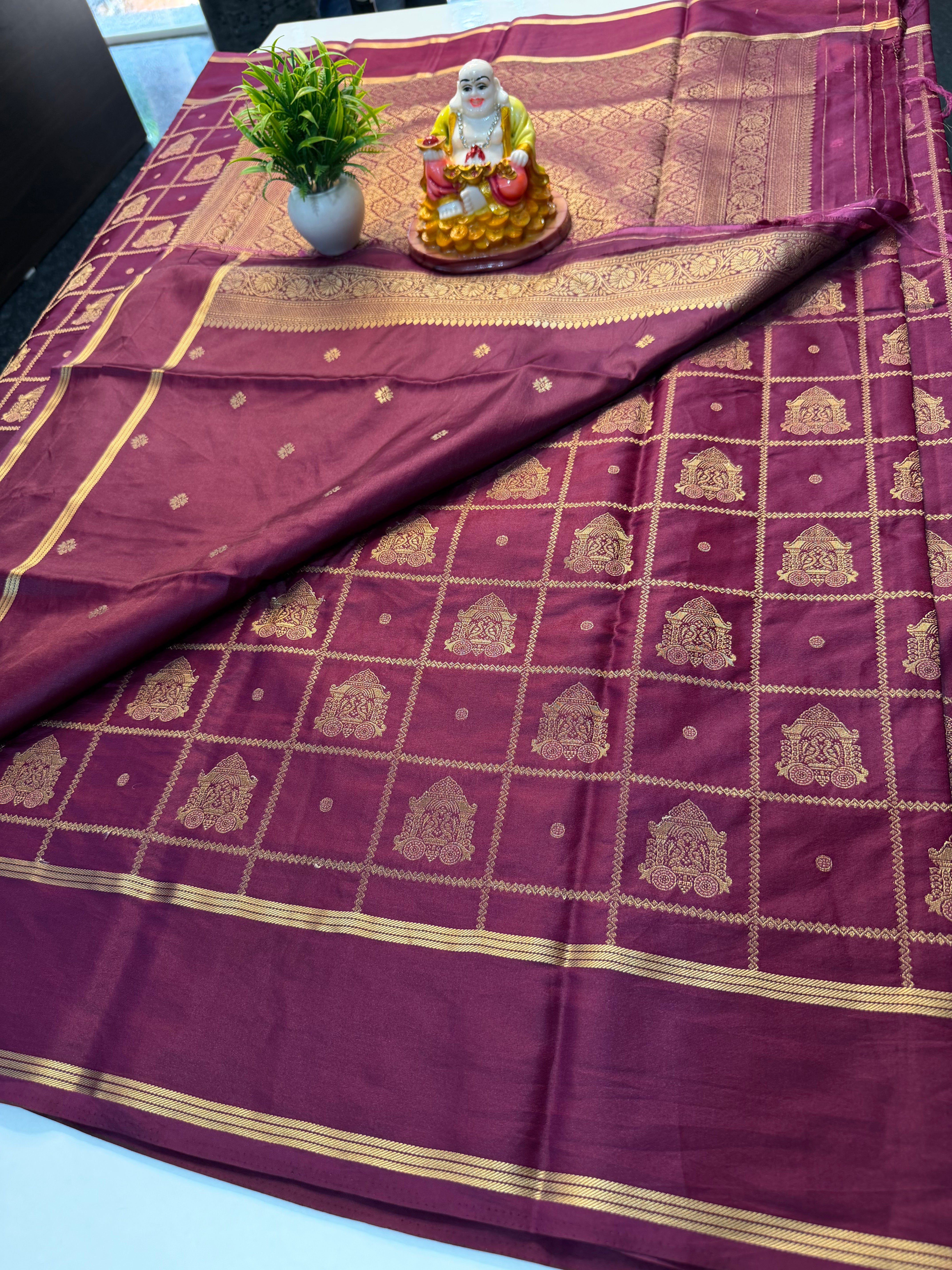 Premium Gajji Silk Saree with Ratha Design, Checks Pattern, Rich Pallu & Butta Blouse | Padmavathi Silks and Sarees…
