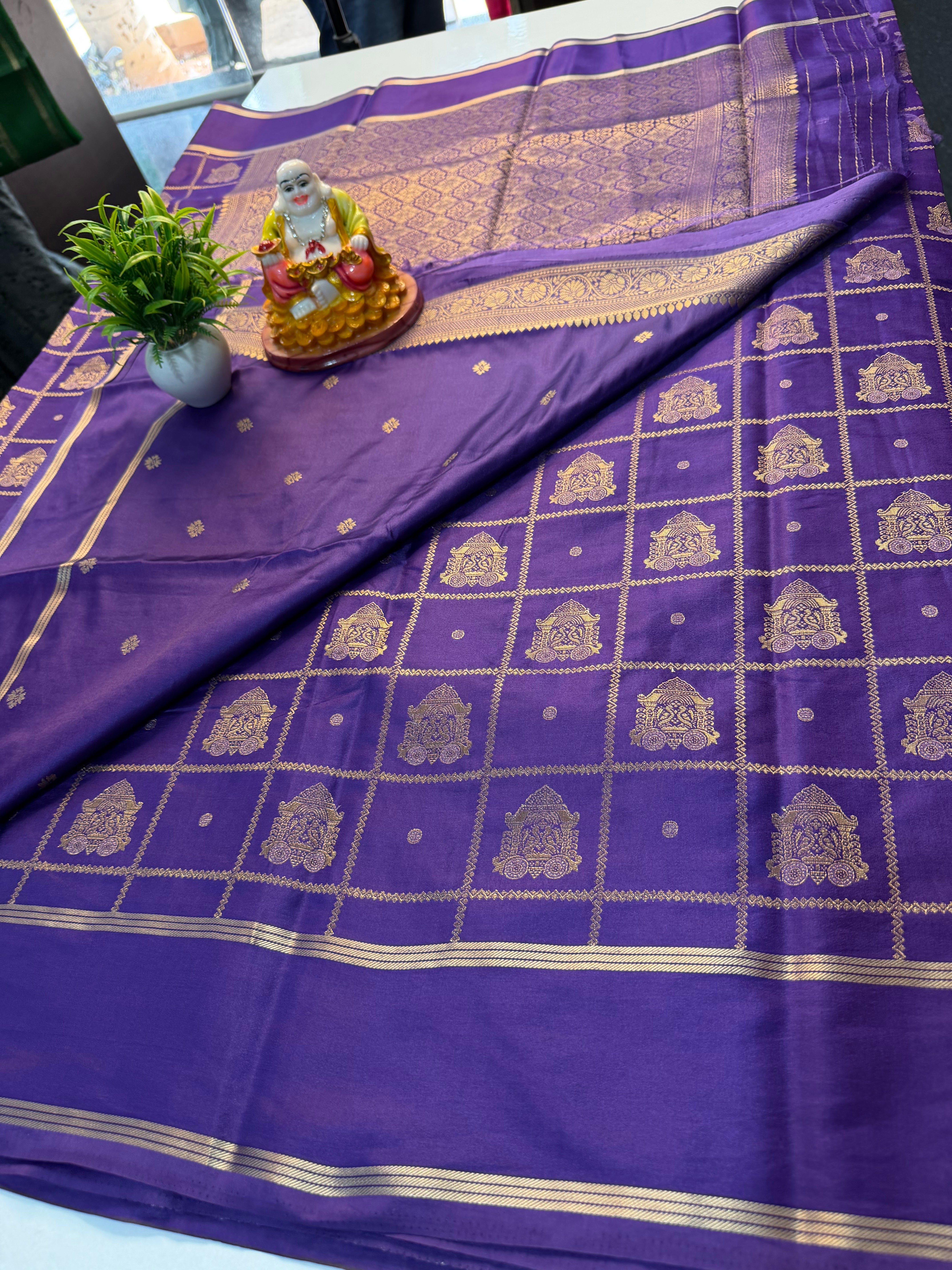 Premium Gajji Silk Saree with Ratha Design, Checks Pattern, Rich Pallu & Butta Blouse | Padmavathi Silks and Sarees…