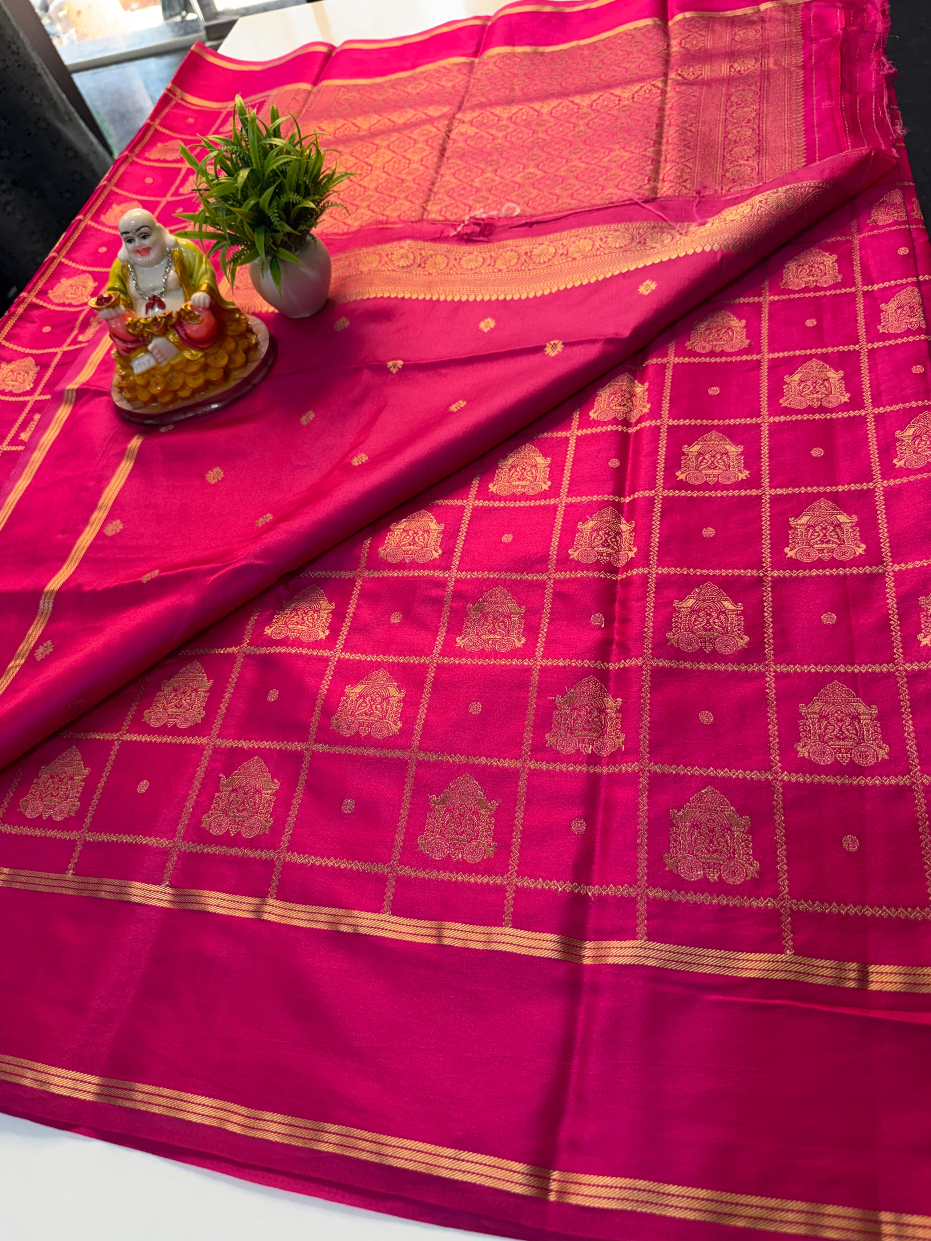Premium Gajji Silk Saree with Ratha Design, Checks Pattern, Rich Pallu & Butta Blouse | Padmavathi Silks and Sarees…