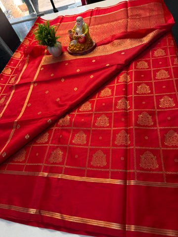 Premium Gajji Silk Saree with Ratha Design, Checks Pattern, Rich Pallu & Butta Blouse | Padmavathi Silks and Sarees…