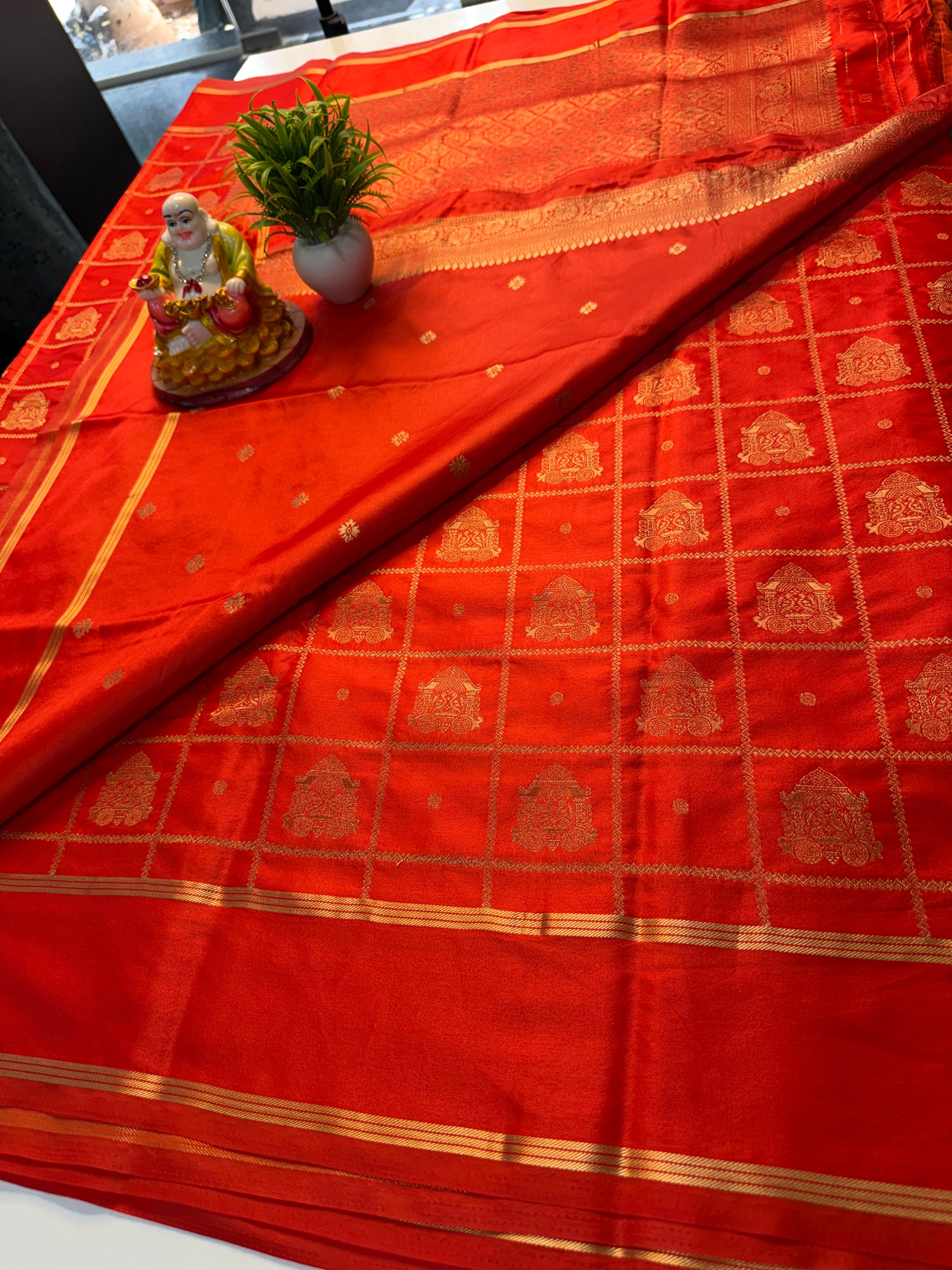 Premium Gajji Silk Saree with Ratha Design, Checks Pattern, Rich Pallu & Butta Blouse | Padmavathi Silks and Sarees…