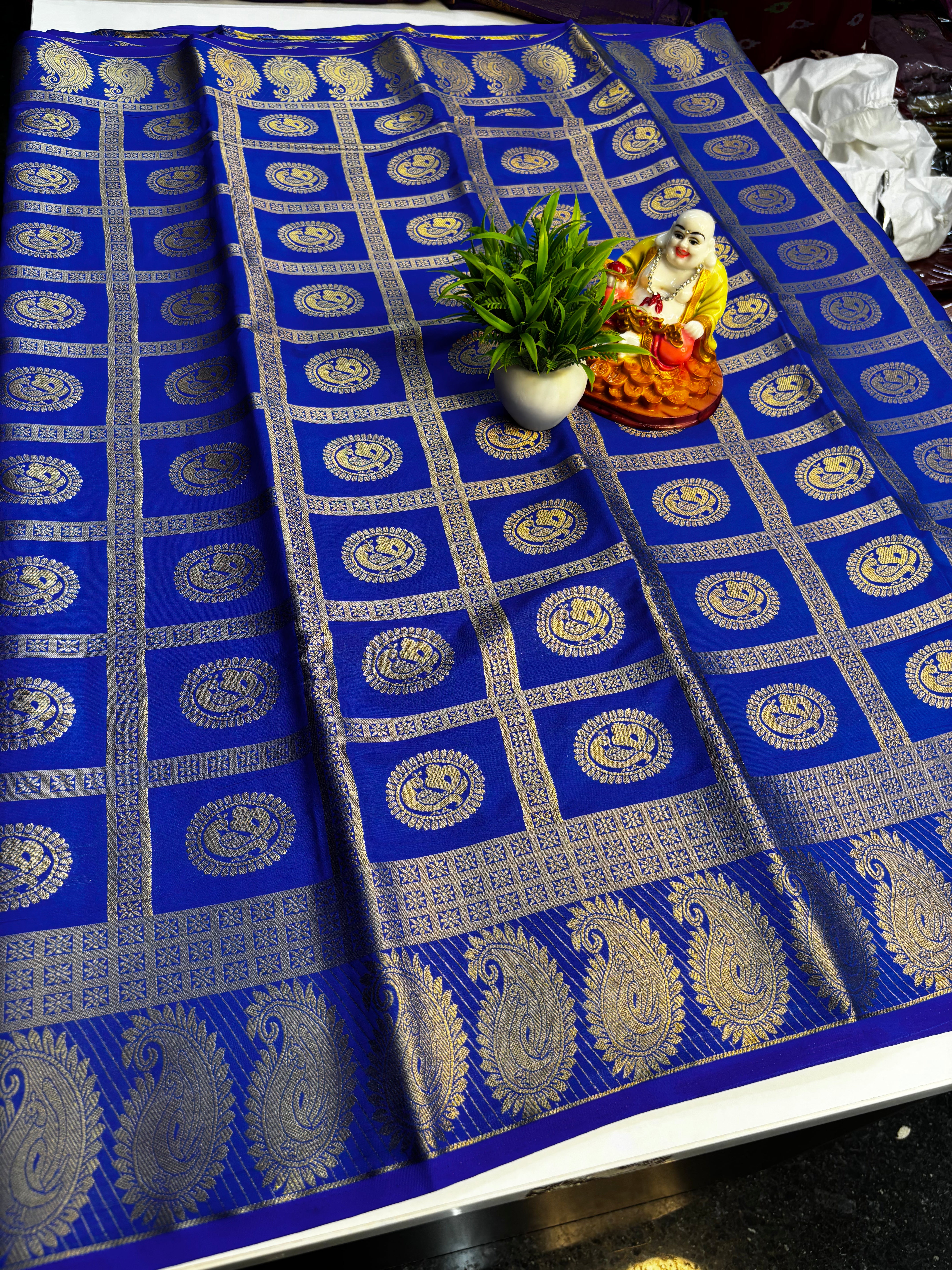 Elegant Mysore Crepe Silk Saree with Peacock Design & Rich Pallu | Padmavathi Silks and Sarees