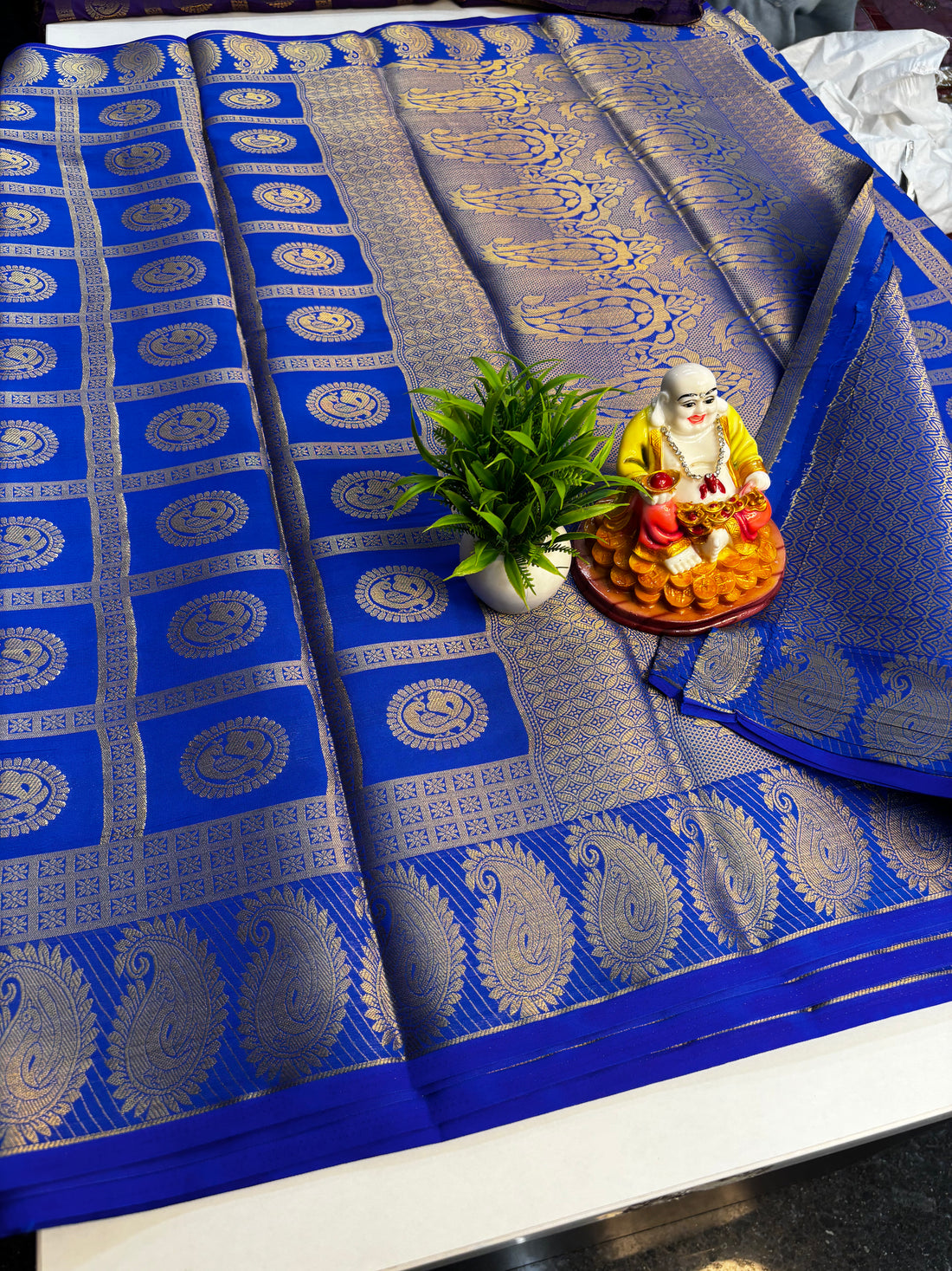 Elegant Mysore Crepe Silk Saree with Peacock Design & Rich Pallu | Padmavathi Silks and Sarees