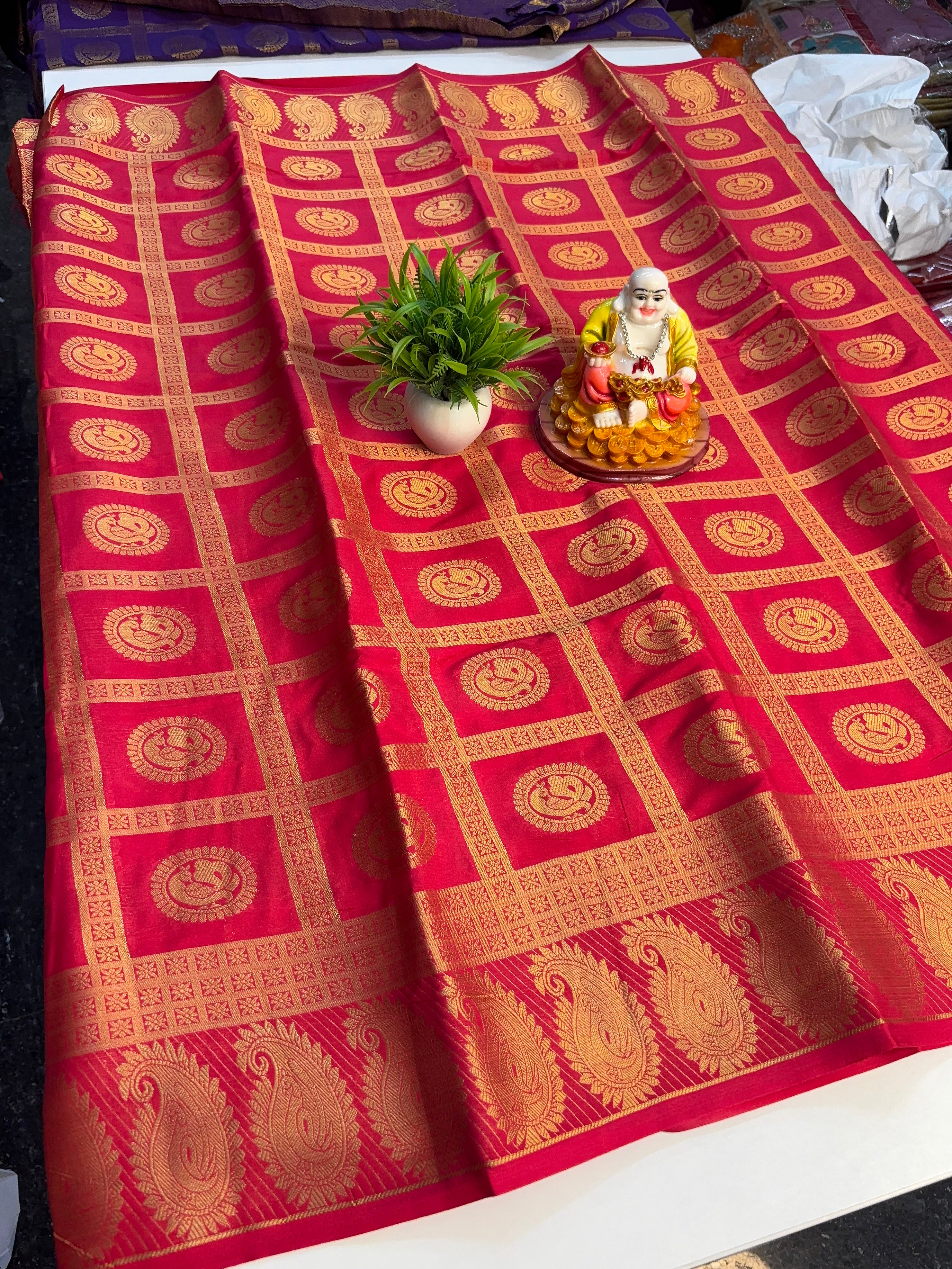 Elegant Mysore Crepe Silk Saree with Peacock Design & Rich Pallu | Padmavathi Silks and Sarees