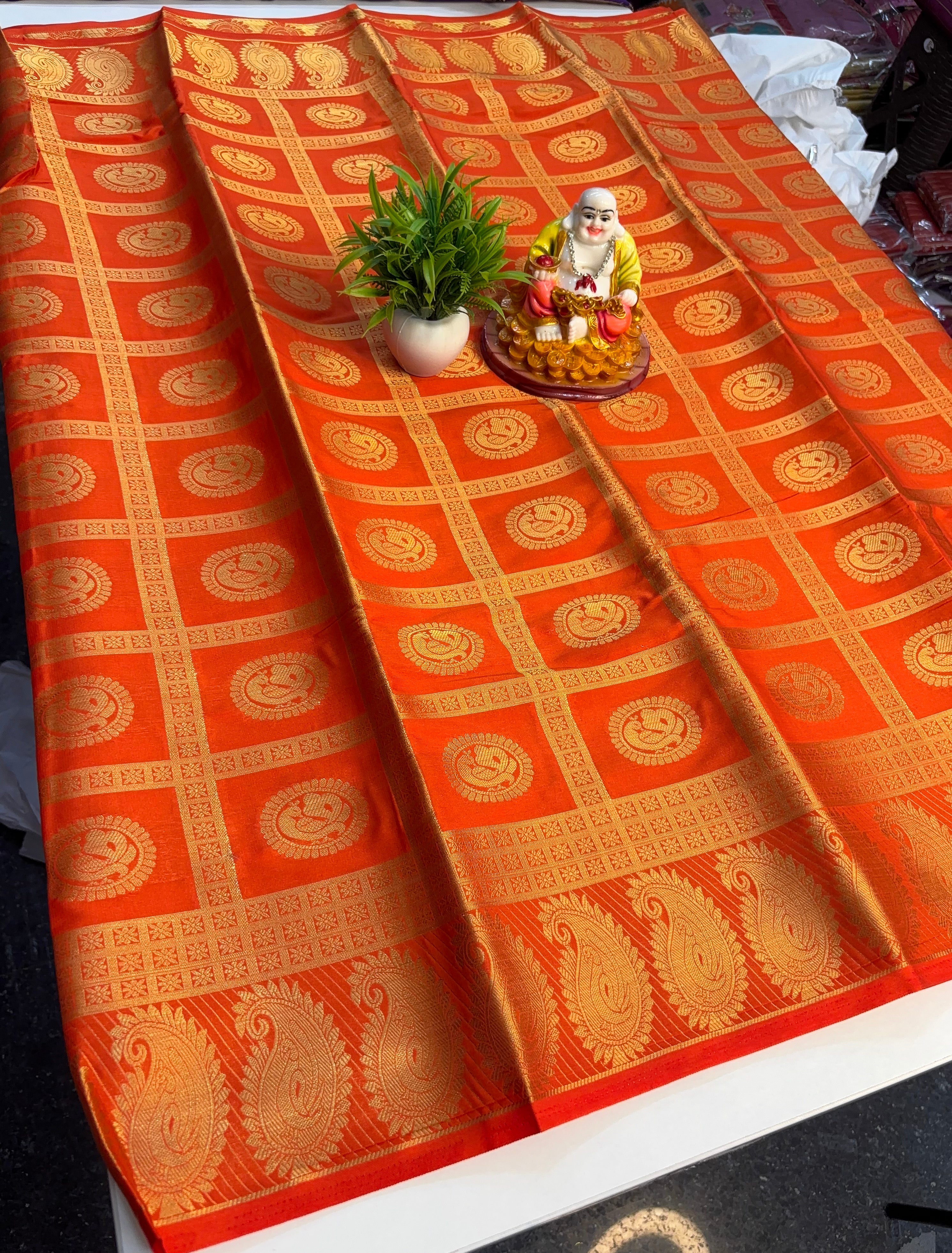 Elegant Mysore Crepe Silk Saree with Peacock Design & Rich Pallu | Padmavathi Silks and Sarees