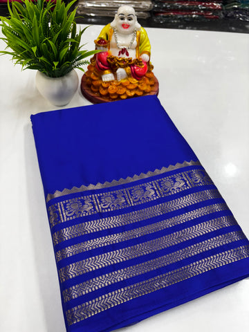 Semi Crepe Saree with Small Beautiful Peacock Border