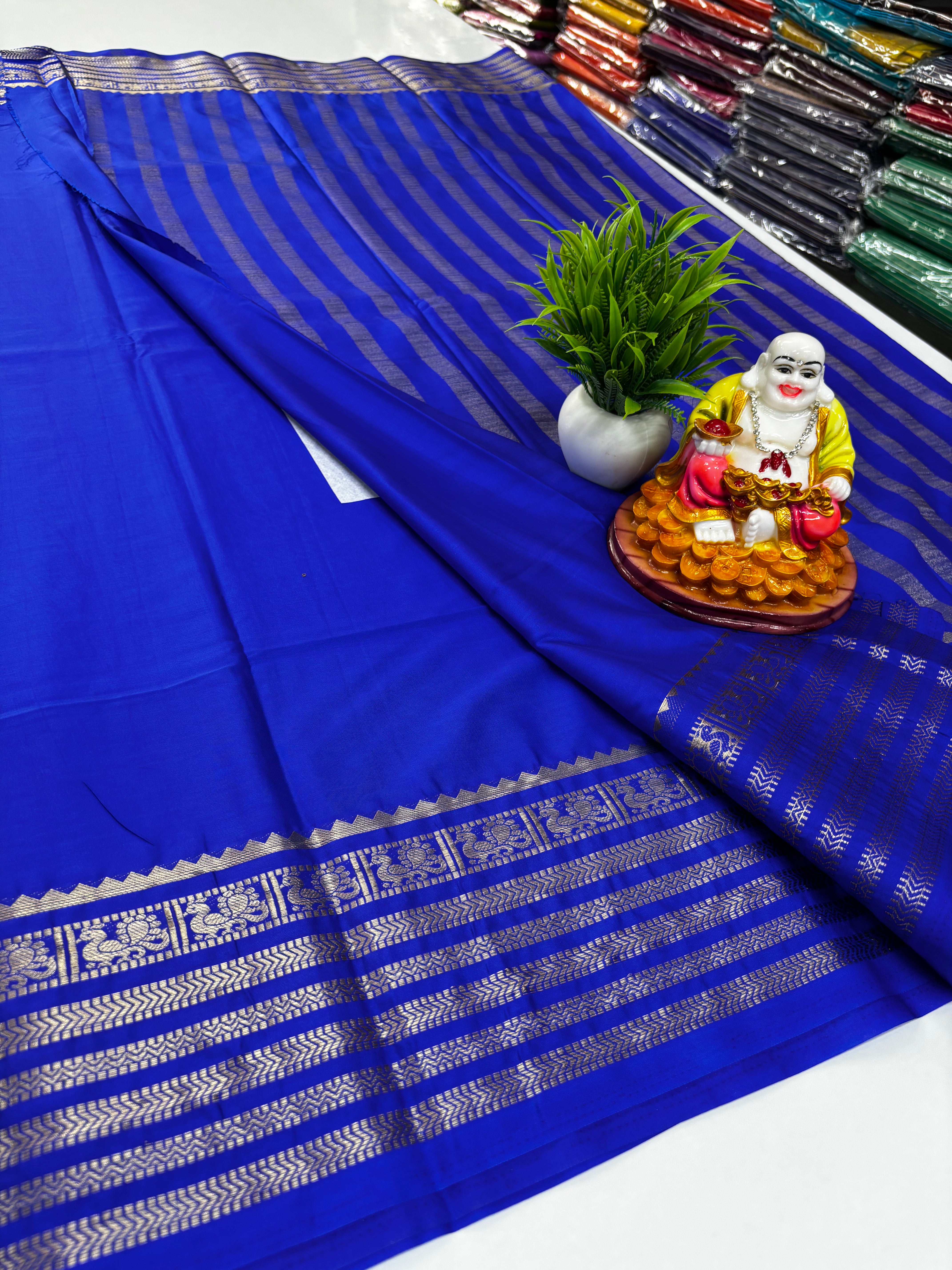 Semi Crepe Saree with Small Beautiful Peacock Border