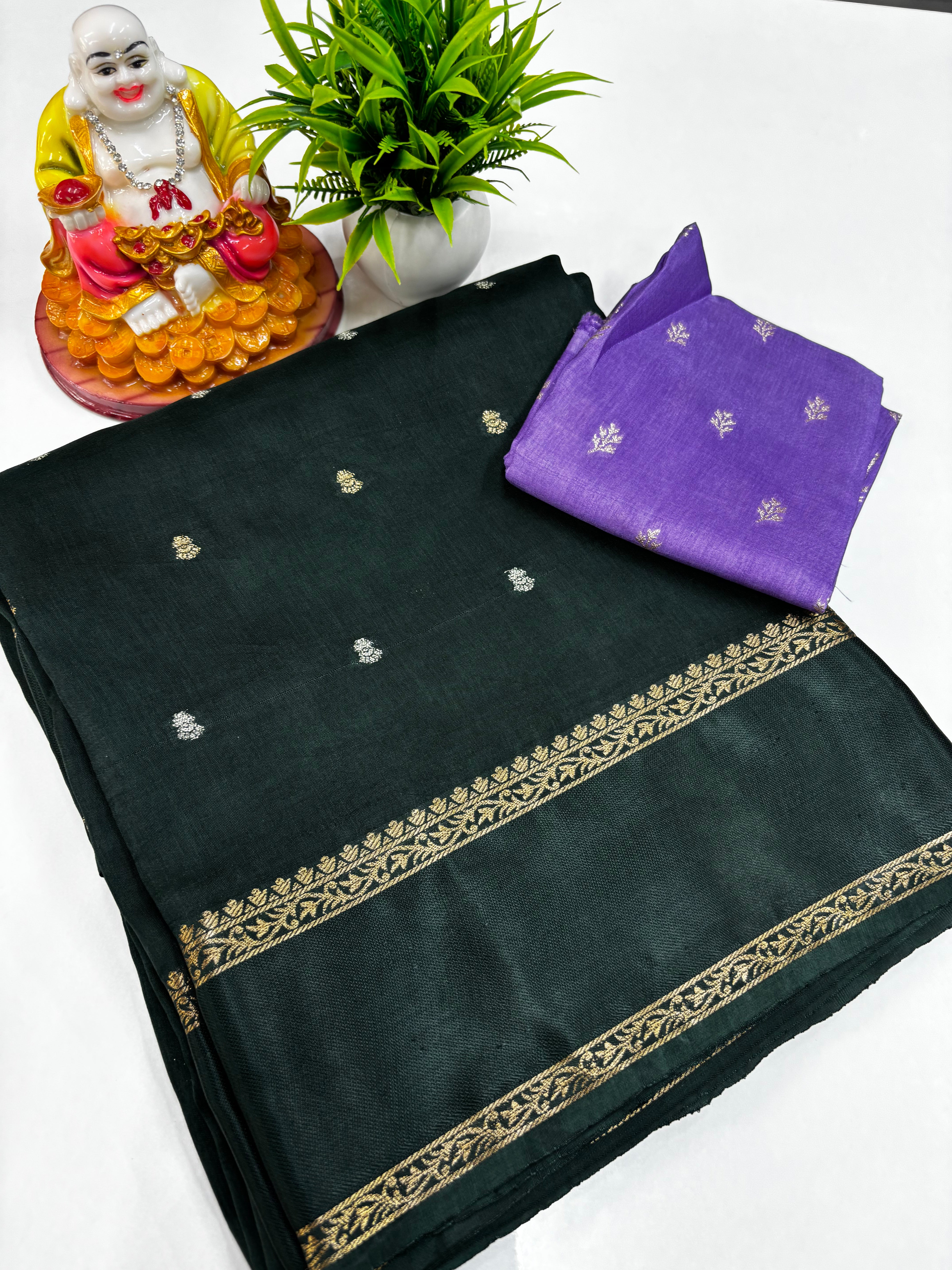 Viscose Saree with Beautiful Bentex Border & Contrast Blouse – Padmavathi Silks and Sarees