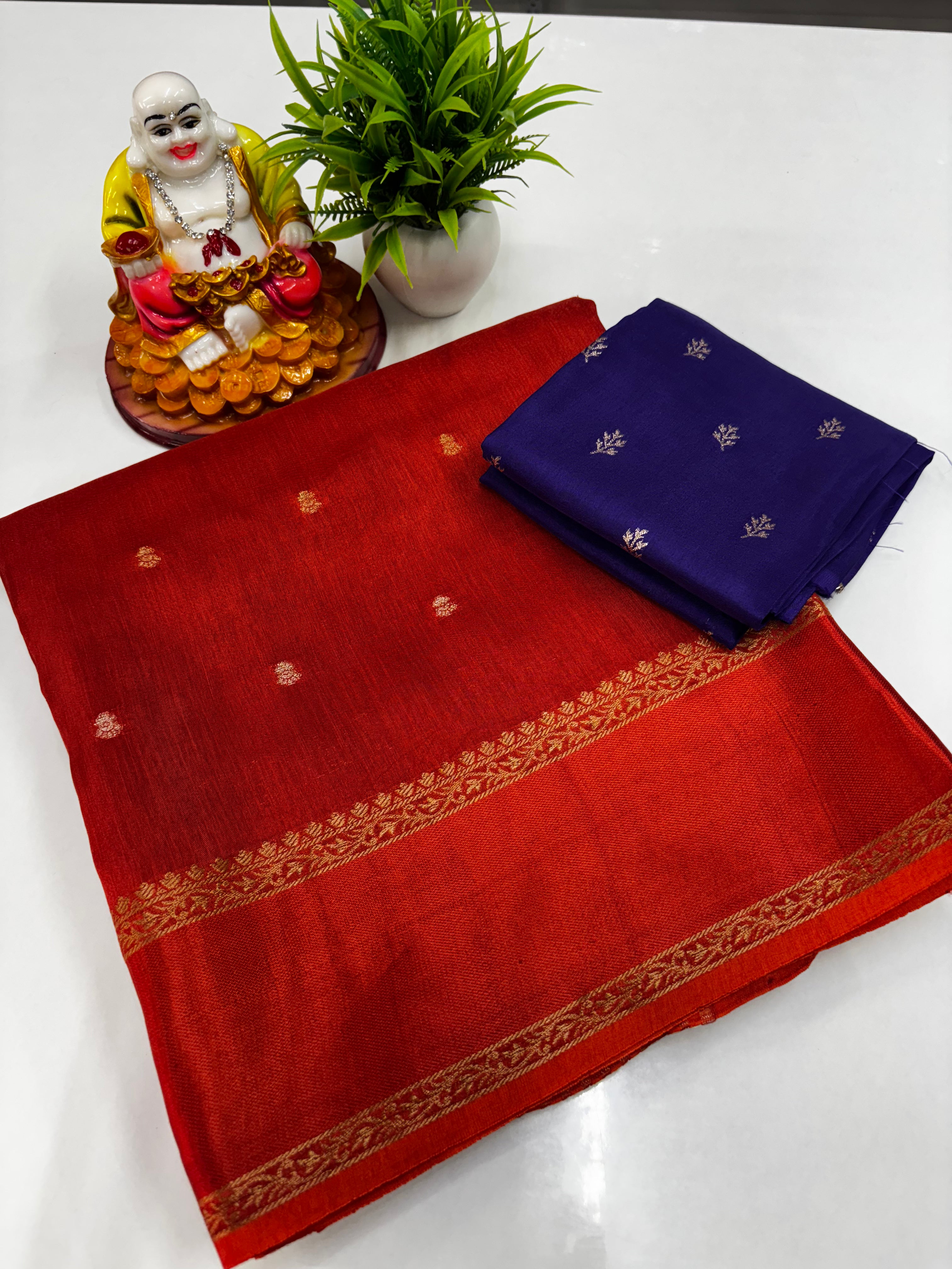 Viscose Saree with Beautiful Bentex Border & Contrast Blouse – Padmavathi Silks and Sarees