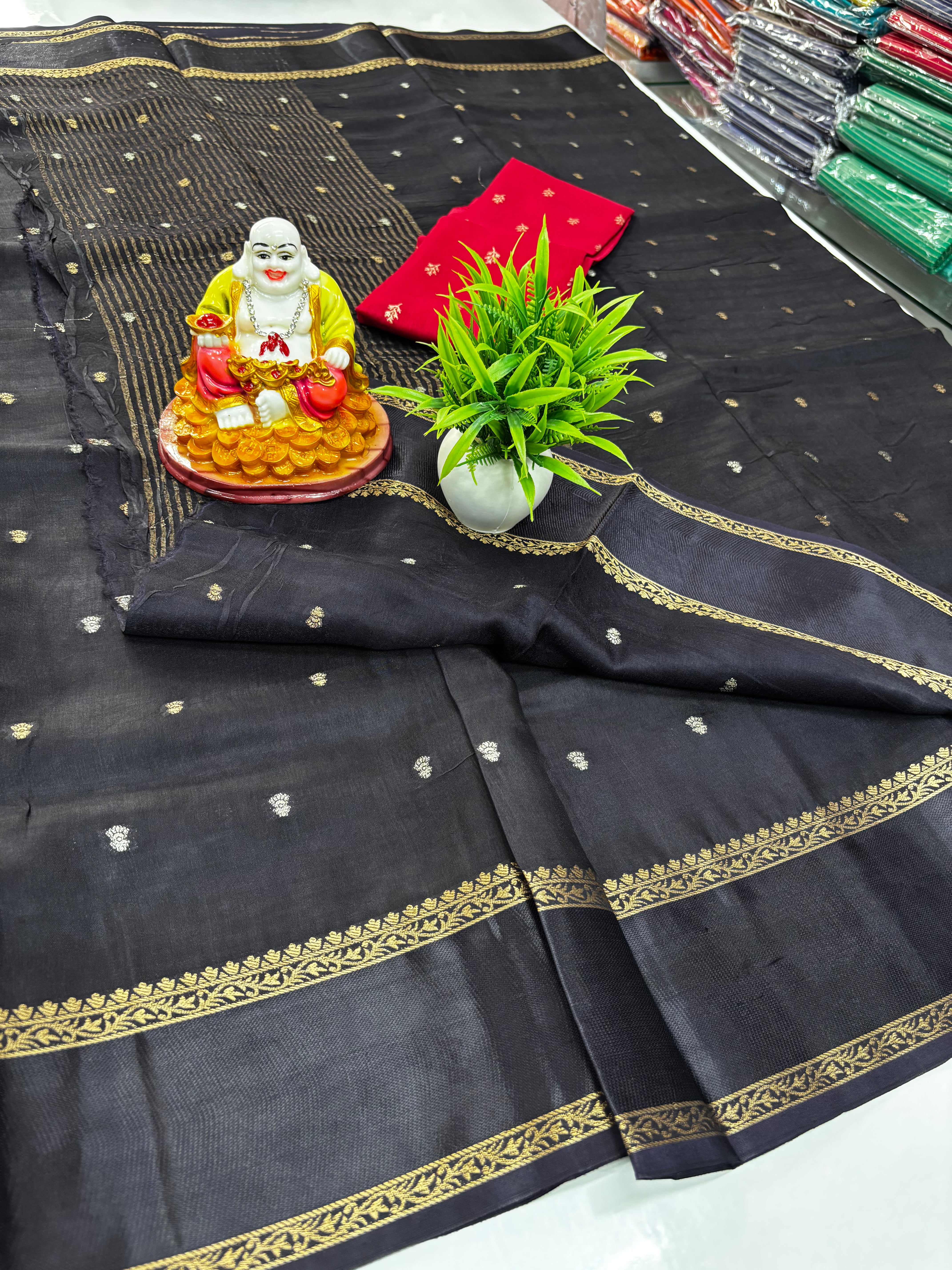 Viscose Saree with Beautiful Bentex Border & Contrast Blouse – Padmavathi Silks and Sarees