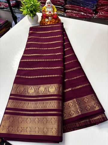 Mysore Crepe Silk Saree with Stripes & Rich Pallu ✨
