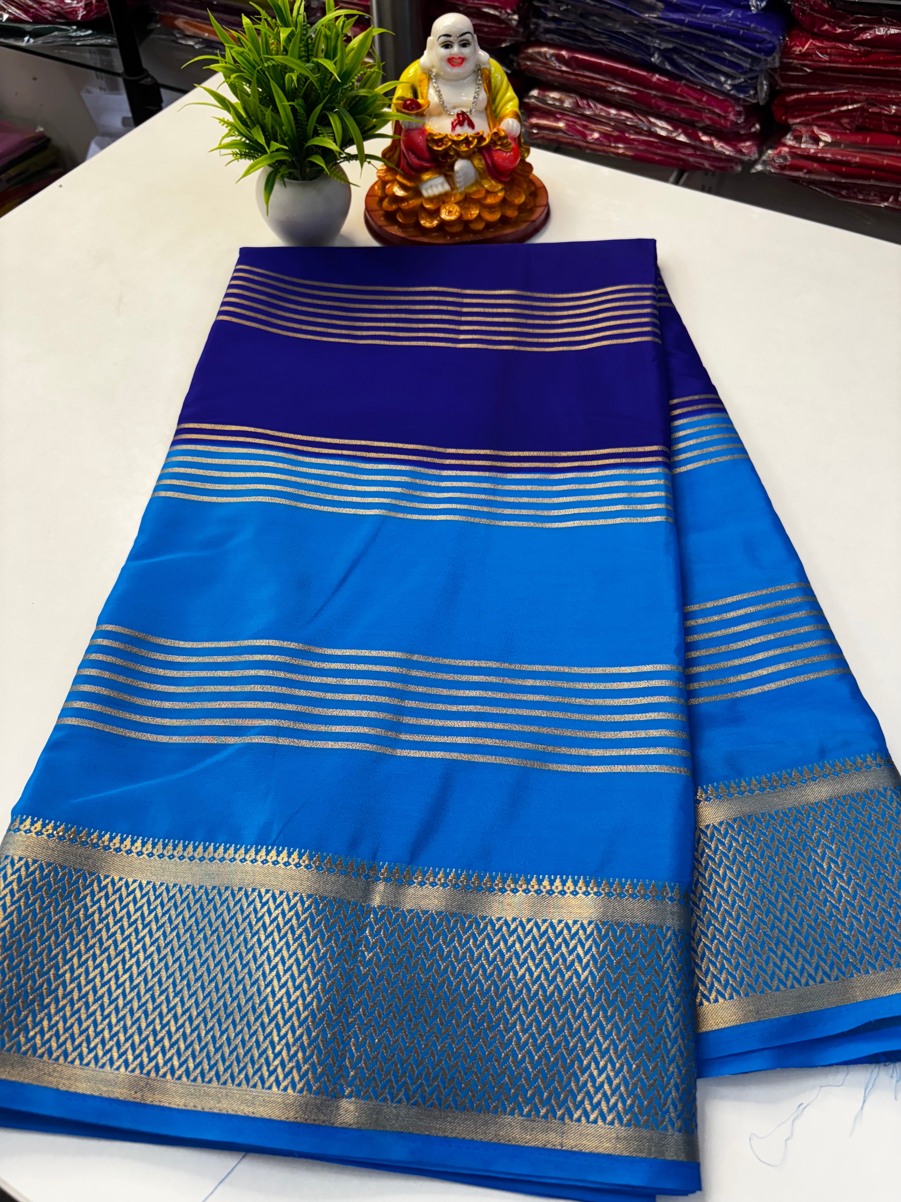 beautiful mysore crape silk saree with rich pallu with stripes need shopify made from padmavathi silks and sarees