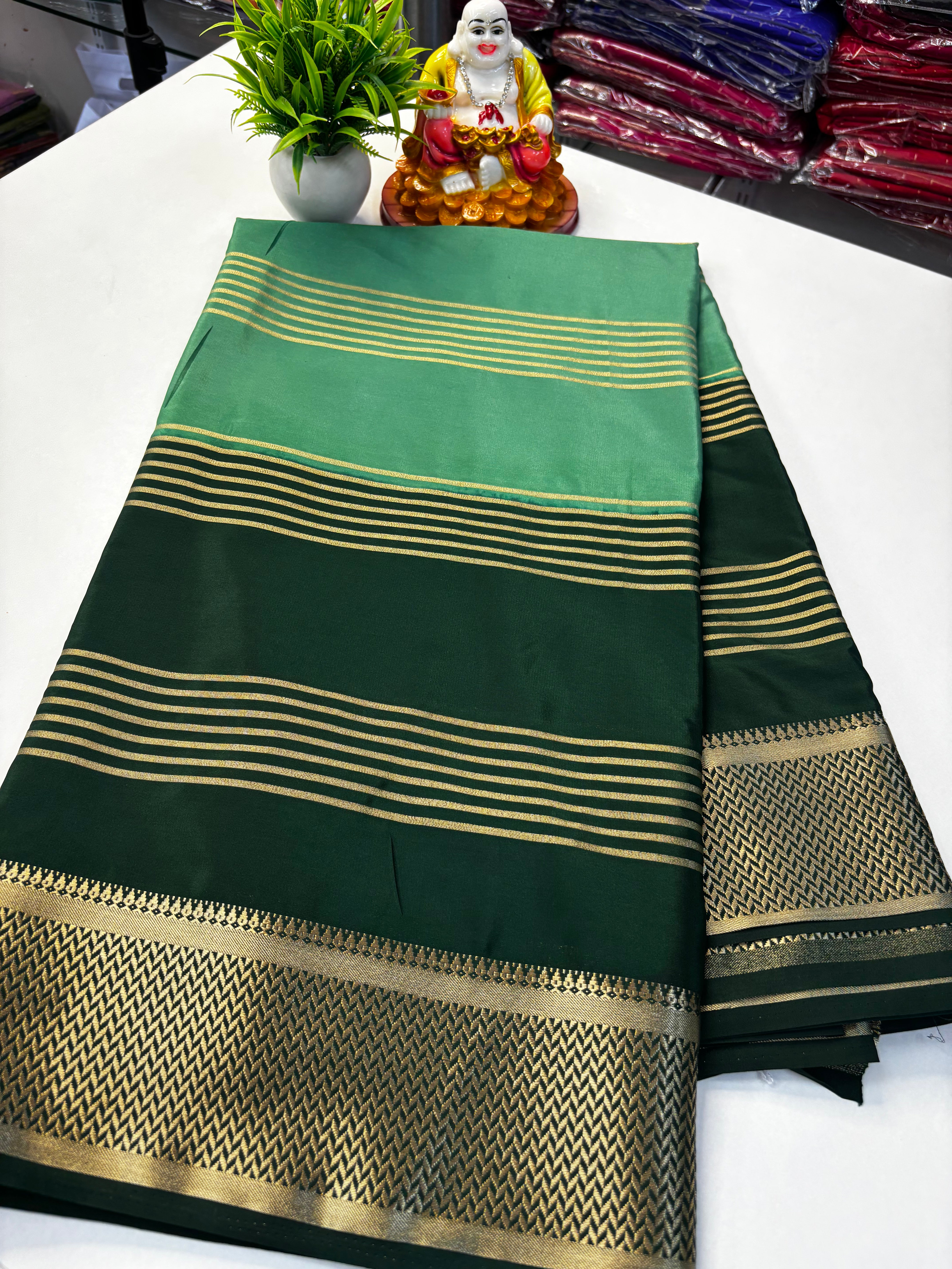beautiful mysore crape silk saree with rich pallu with stripes need shopify made from padmavathi silks and sarees