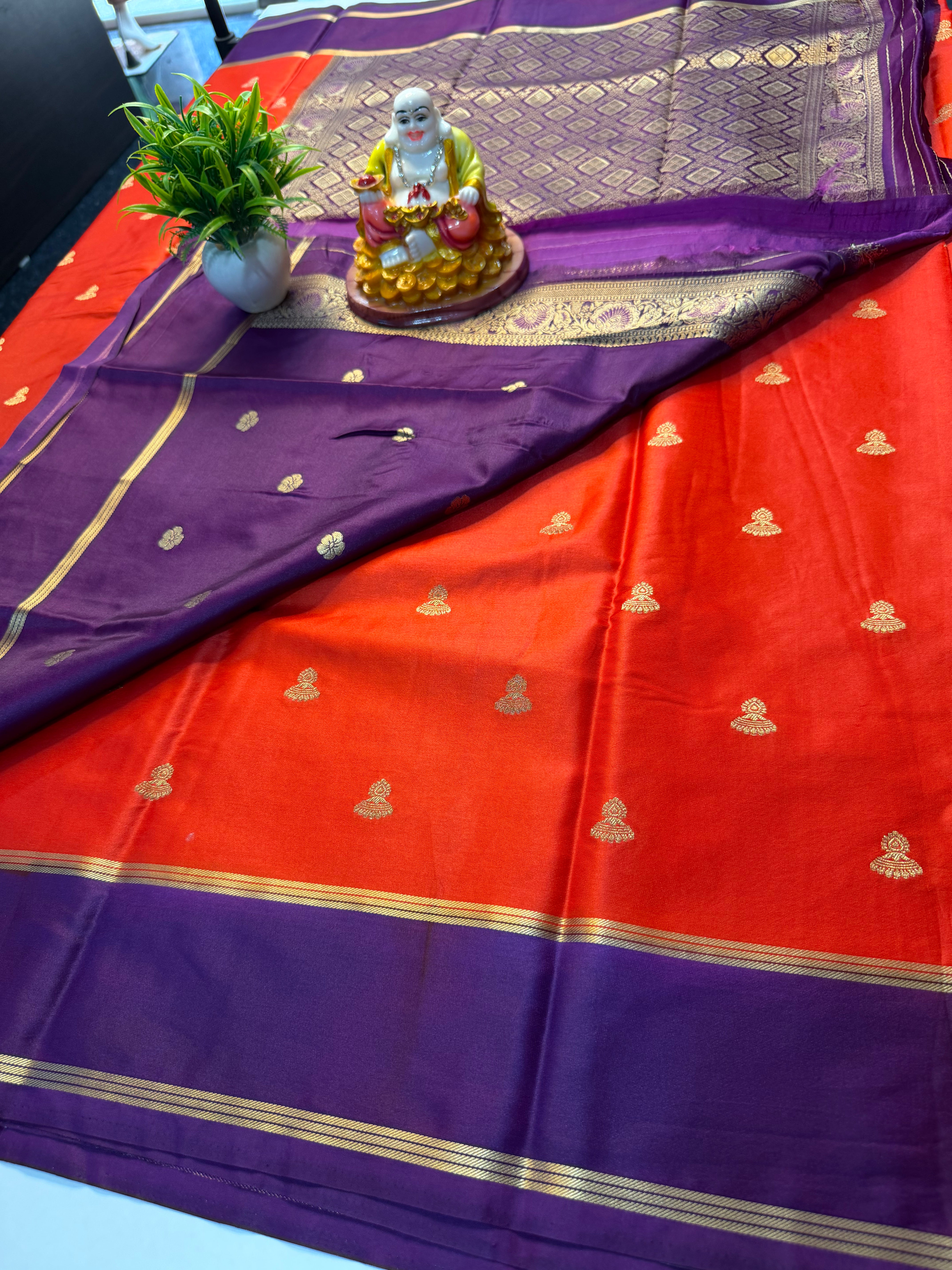 Premium Gajji Silk Saree with Jhumka Buttas, Rich Pallu & Butta Blouse
