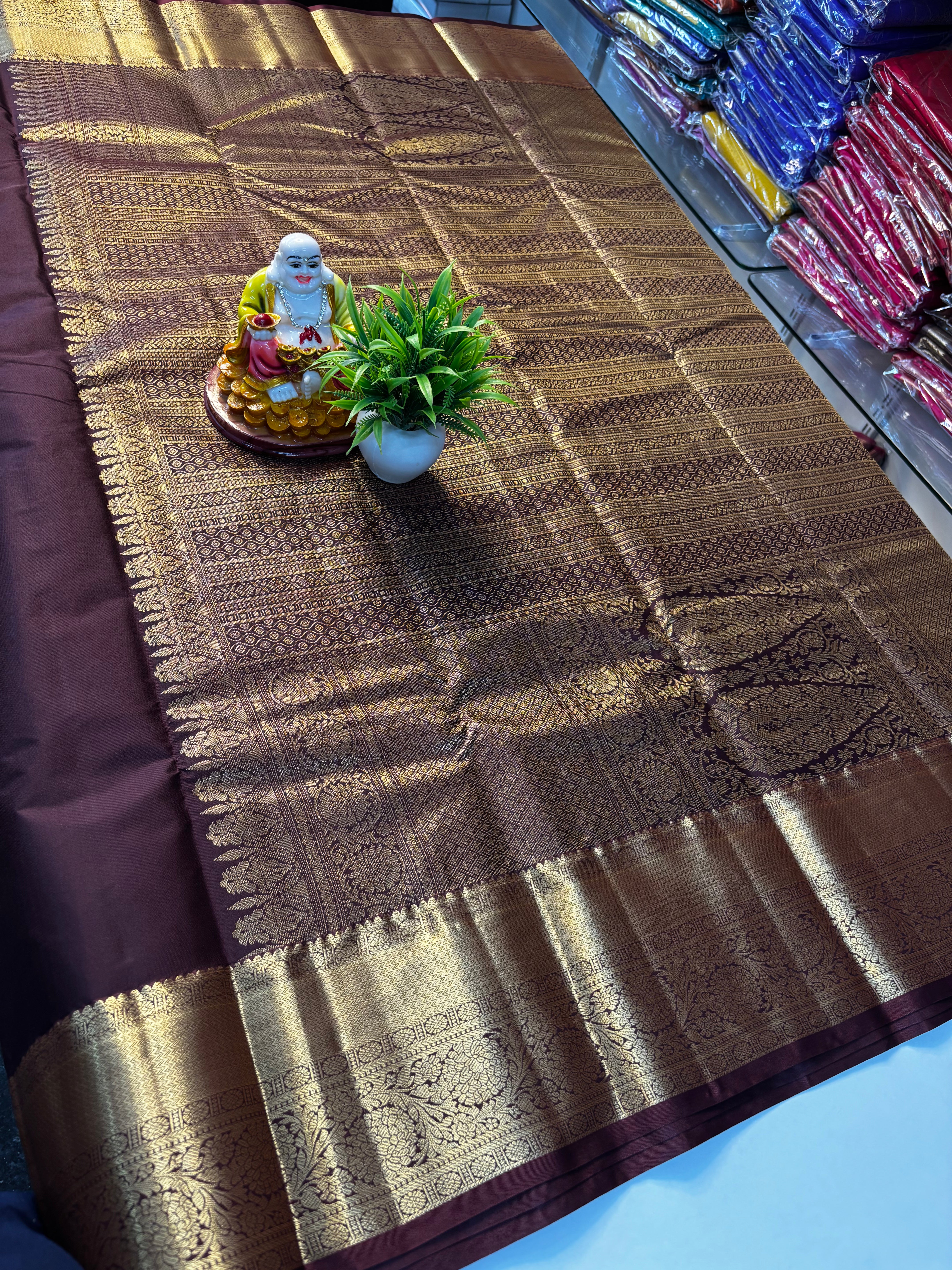 Premium Semi Silk Saree – Rust Orange with Brown Shade
