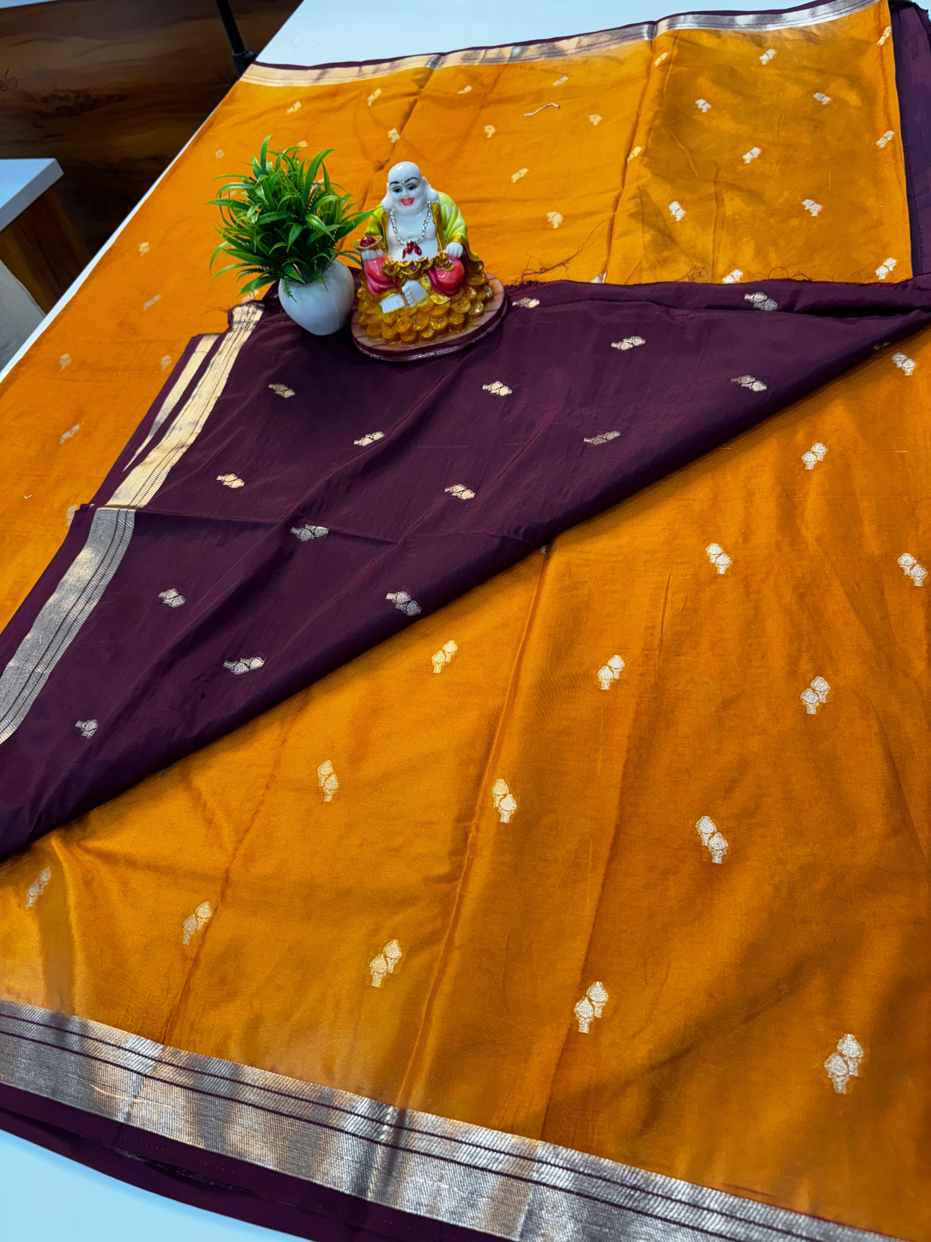 Mysore Crepe Silk Saree with Buttas – Padmavathi Silks and Sarees