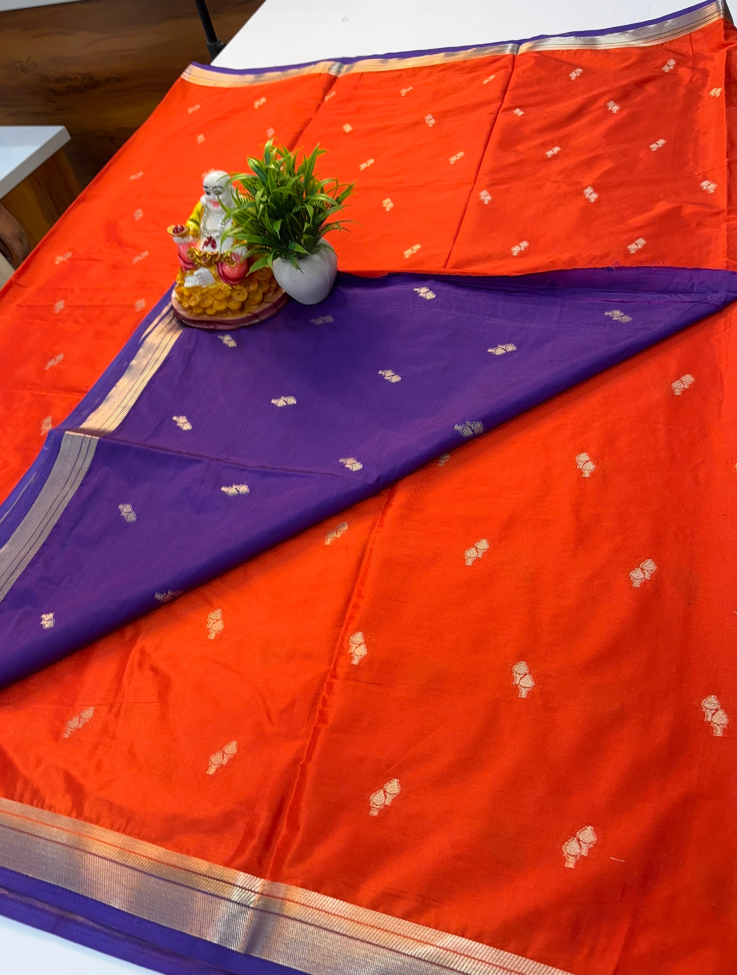 Mysore Crepe Silk Saree with Buttas – Padmavathi Silks and Sarees