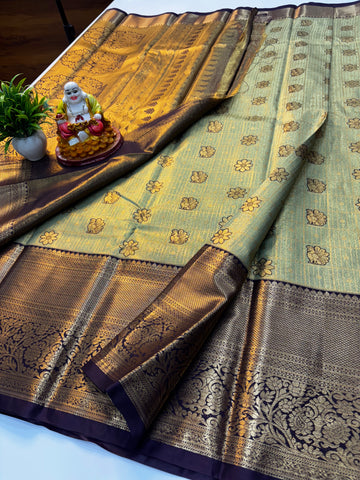 semi Kanchivaram Silk Saree with Rich Pallu