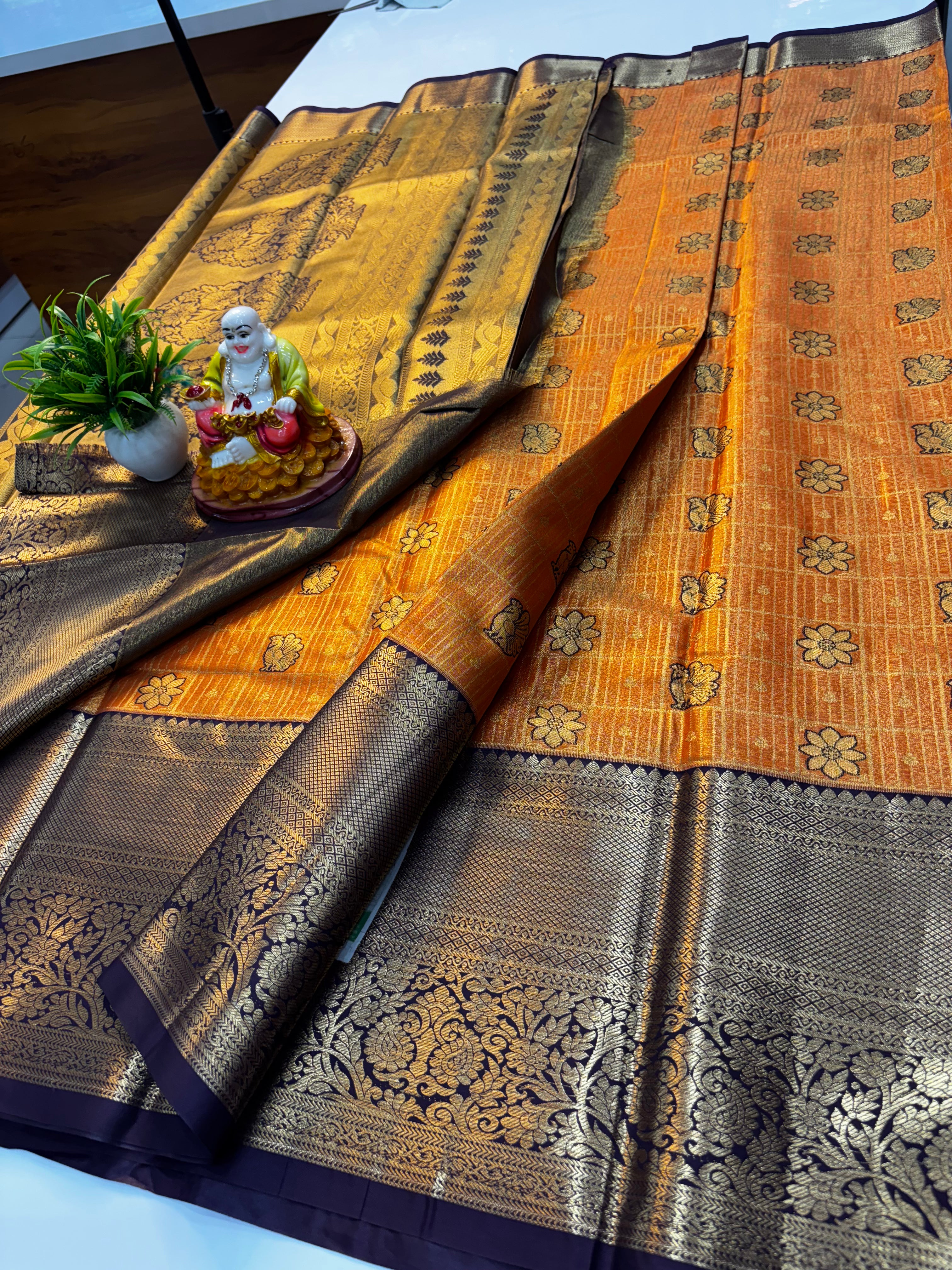 semi Kanchivaram Silk Saree with Rich Pallu
