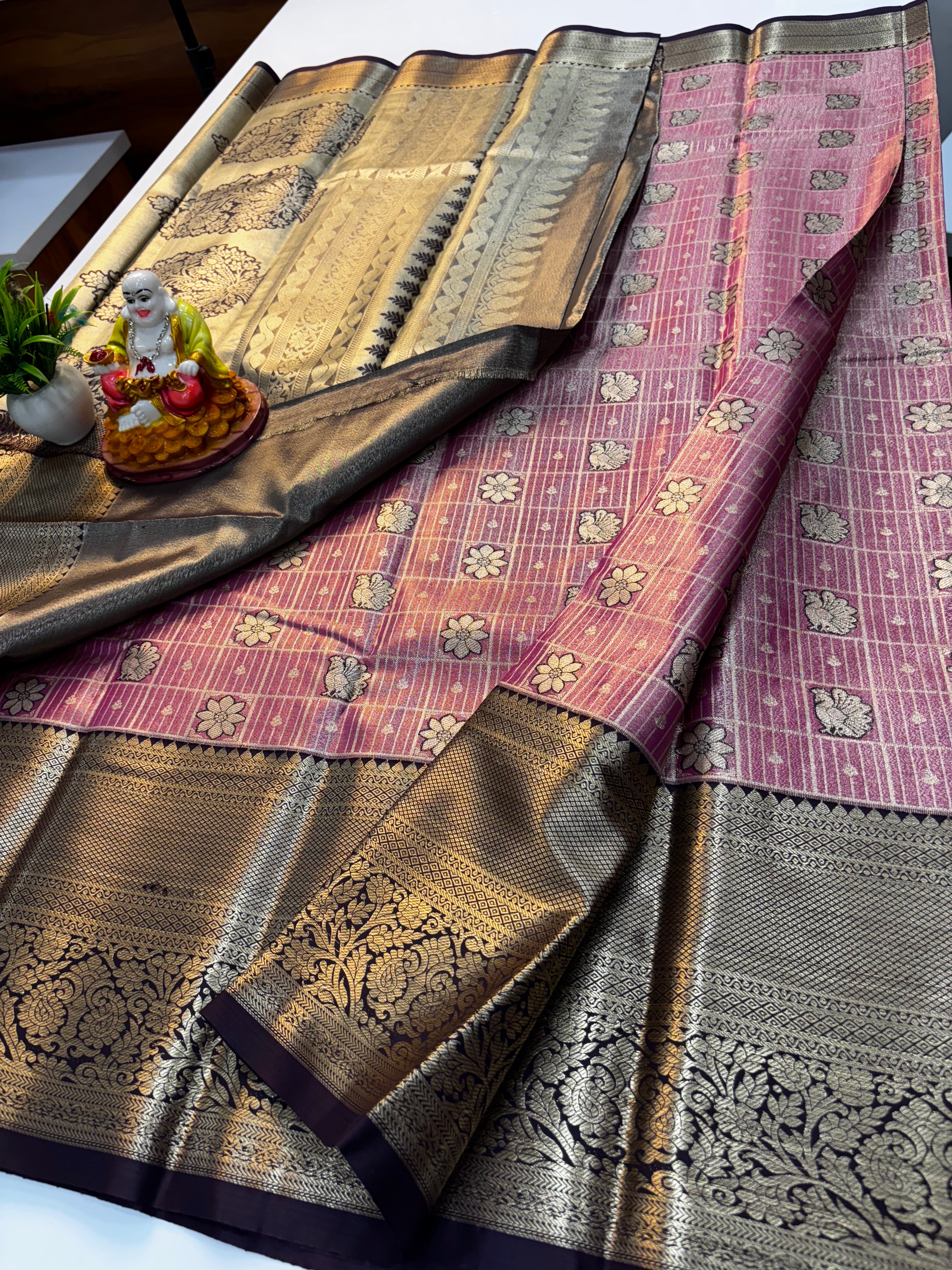 semi Kanchivaram Silk Saree with Rich Pallu