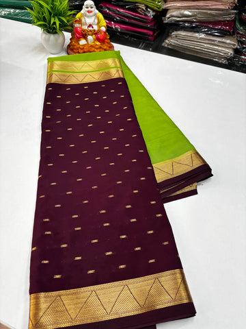 Mysore Crepe Silk Saree with Elegant Half & Half Design and Beautiful Butta Work
